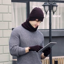 [비니워머세트] 데이즈원 남성 남자 모자 넥워머 세트 비니 겨울 니트 털모자 방한 모자