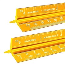 Mveohos 건축 엔지니어링 스케일 눈금자 세트 영국식 측정 30.5cm(12인치) 건축가 학생 제도공 엔지니어용 블랙 레이저 에칭 알루미늄 삼각형, Gold_Architect&Straight