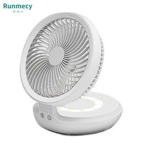 런메시Runmecy선풍기 충전식 접이식 탁상용 선풍기 미니 선풍기, 화이트, 190mm