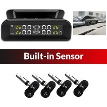 자동차 후방 감지기 주차 경보기 센서 매립형 부착형 acceo smart tpms 타이어 압력 경보 모니터 시스템 4 디스플레이 태양열 지능형 타이어 압력 온도 경고, k07p 내장