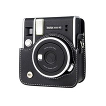 피케이몰 인스탁스 미니 40용 가죽 케이스 스트랩세트, 블랙, 1세트