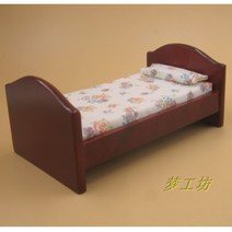 1 12 인형 집돌하우스 미니 목제 작은 가구 모델 홈 장난감 침대 D298, 마호가니 색상