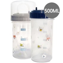 눈금 실리콘 빨대 물병 500ml 애니멀 요양원 양조절_233738EA, 본상품선택