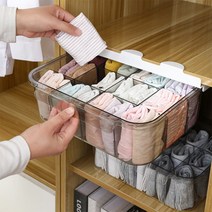 무타공 부착식 속옷정리함 서랍형 대형, 가로형(가로로길게), 투명/칸막이없음