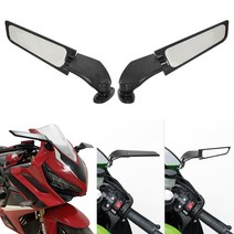 혼다 CBR125R 2011-2022 CBR300R 용 CNC 블랙 조절 식 회전 윙 핀 리어 뷰 사이드 미러, 한개옵션0