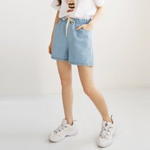 인디오 여성용 데일리 끈 밴딩 청반바지 FZN8711