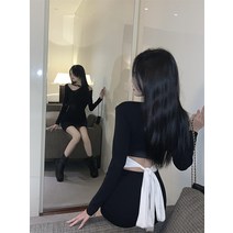 미니 원피스 리본장식 등라인 포인트 보우 CG003