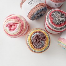 만다라 코튼 100g - 울혼방 그라데이션 뜨개실, 블루믹스