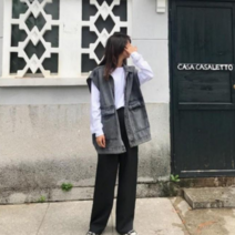 데님조끼 데일리 청조끼 베이직 루즈핏조끼