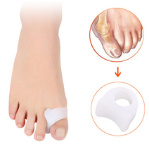 4 개 2 쌍 젤 발가락 분리기 페디큐어 외반 외반 실리콘 소프트 교정기 손가락 교정기 스페이서 정형 제품, 화이트 사이즈 L