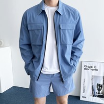 데일트 남자 나일론 투포켓 오버핏 바람막이 셔츠 자켓