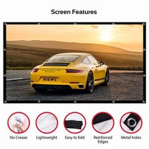 휴대용 Foldable 폴리 에스터 소프트 프로젝터 스크린 천 야외 Hd 영화 비즈니스 및 교육 홈 시어터, 150 inches