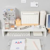 컴퓨터 모니터 받침대 선반 데스크정리, 2단 화이트, 1개