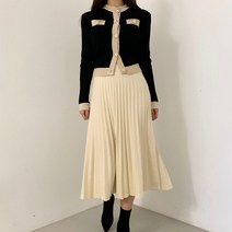 원피스 롱 스커트 배색 상견례 결혼식 하객 정장 오피스룩 파티 봄 가을 아이유 송혜교 트위드 펜트하우스