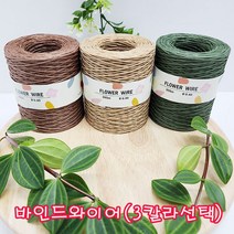 (샤인 몰) 205M 바인드와이어 (3칼라 선택) 1개 무료배송/꽃철사/종이철사/원예철사/원예용, 카키(녹색)