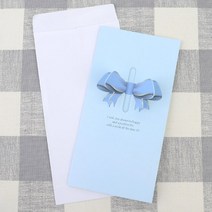 바이아트몰 축하카드 생일카드 선물카드 간편축하카드 심플 미니 메모 리본카드, 앤젤 - 블루