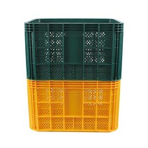 사각상자 노랑 초록 (과일상자 플라스틱박스 농산물상자 사과 배상자 창고정리)