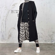 벅시루 여성 외톨이 버튼 브이넥 니트 롱 조끼