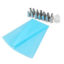 모나카깍지 앙금 플라워 벚꽃 깍지 짤주머니 베이킹 재료 18 개대 실리콘 diy 장식 파이핑 크림 과자 가방 + 16 개 노즐 팁 세트 케이크 장식 도구 금형 + 변환기 케이크, 18pcs-블루