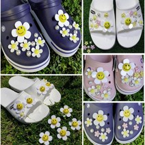파츠 스마일꽃 플라워 꽃 진주 큐빅 다양한 세트 구성 여름 악세사리 신발 DIY 장식 꾸미기 단추 어린이 여자 아이 슬리퍼 실내화 EVA 피츠 친구 선물