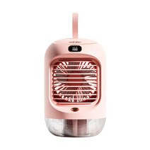 캠핑에어컨 작은방에어컨 이동식 여름 휴대용 테이블 팬 usb water spray mist air 냉각 ventilador 3600mah 충전식 미니 데스크 팬 야간 조명, 분홍색
