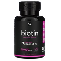 스포츠리서치 비오틴 코코넛 오일 10000 mcg 120정 비건 Biotin 남성 여성 어린이 키즈 임산부 수험생, 10000mcg, 30 카운트