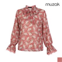 무자크 무자크 레이스 패치 보타이 쉬폰 블라우스 (MI3WBL50)