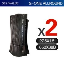 튜블러타이어 MTB타이어 schwalbe 27.5 g-one 만능 650x38b 27.5x1.5 검은 색 균열 접을 수있는 도로 상단, 2개 27.5x1.5, 접을 수 있는