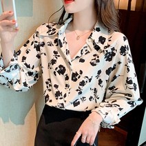 봄 가을 여성 패턴 흑백 긴소매 블라우스 4가지