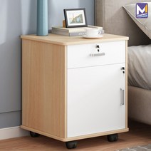 MCOMPANY 이동식 미니 사이드 테이블 협탁 침대 옆 침실 거실 쇼파 거실장 인테리어 수납장 보조 간이 원목 서랍장 책상 북유럽 유럽풍 선반 엔틱 모던 우드 화이트 N-Ud36, Niel_잠금장치 서랍장