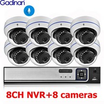 CCTV 보안 카메라 Gadinan 안면 인식 8CH 5MP NVR 키트 시스템 POE 음성 녹음 돔 실외 IP 비디오 감시 세트 보안용 얼굴 재생 오디오, [04] 4T, [04] 8CH NVR and 8Cameras