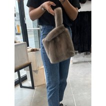 15%추가세일;리얼스킨 밍크 실버블루 토트백