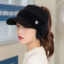 골프 겨울 모자 포니테일 귀마개 니트썬캡 4color, 아이보리, 아이보리