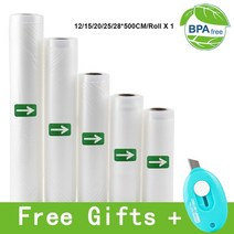 진공 식품 보호기 실러 가방 롤 12151720252830cmx500cm 수비드 저장 포장 가방 고기 과일 야채 견과류, 1랏