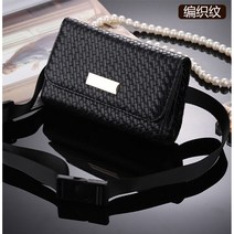 골프 힙색 보조 가방 벨트 미니백 여성, 블랙 짜임 패턴