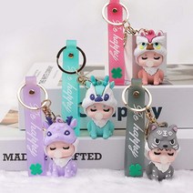 아기 동물 키링 굿즈 열쇠고리 베이비 키홀더 가방 차키 파우치 키홀더, 베이비블랙
