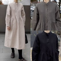 아이보리앤코 패딩원피스 아인 핀탁 반오픈 롱 원피스 본딩 솜 겨울