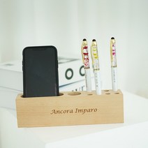 원목 핸드폰 스마트폰 거치대 연필꽂이 펜홀더 상호 문구 각인, 각인O