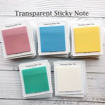 투명 컬러 STICKY NOTE - 점착식 메모지 포스트잇 메모지 7.5x7 5cm, 화이트