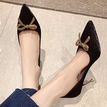 릴리드 8cm 스틸레토 리본 큐빅 새틴 하이힐 3color