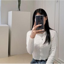 여성용 크롭 베이글 니트 포근 꽈배기 대학생 기본핏 봄 여자 간절기 케이블 베이글꽈배기가디건CT
