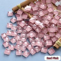공예 취미 모자이크 재료 4oz/114g(약 115pcs) 1cm/0.39in 정사각형 유리 타일 4mm/0.16in 두께 DIY 만들기, 4oz-114g, Red Pink