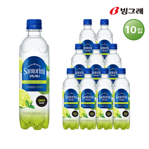 빙그레 산토리니 티스파클링 쿨라임맛 제로칼로리 탄산수, 500ml, 10개