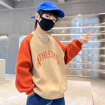 도오빠 나글레티 아동 기모 맨투맨 티셔츠 라운드넥 나그랑 배색 레터링 프린팅 포인팅 따뜻한 긴팔티 겨울 남아 키즈 주니어 어린이