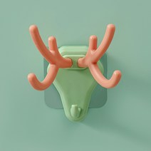 벽 교수형 후크 빈티지 사슴 머리 Antlers 교수형 옷 모자 스카프 키 사슴 뿔 옷걸이 랙 벽 장식, 라이트 그린