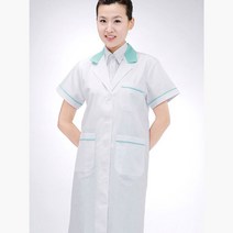 배색 반팔 여성용 사 가운 올리브 유니폼 실습 실험복 병원, S