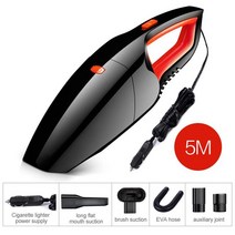 120W 12V 8000pa 유선 자동차 진공 청소기 높은 흡입력 미니 휴대용 진공 청소기 5M 전원 코드가 있는 핸, 01 Black