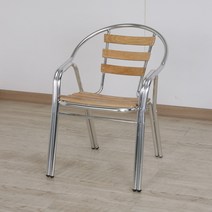 HPA-504-1 알루미늄의자 목재등방석, 연갈색