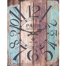 앤틱 인테리어 직사각 벽시계 파리스 메종 쉐비풍 우드재질 느낌 40cm 홈데코 카페 꾸미기 저소음 무브 장착