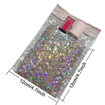 TailStar 안전봉투 50PCS 홀로그램 금속 버블 메일러 글 래 머 실버 음영 호 일 쿠션 웨딩 가방 패딩 봉투, [07] 12x12cm